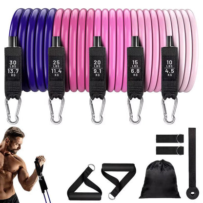 Workout Bands Set 11Pcs Elastic Workout Bands Elastic Bands for Strength Training for Men and Women Workout Equipment